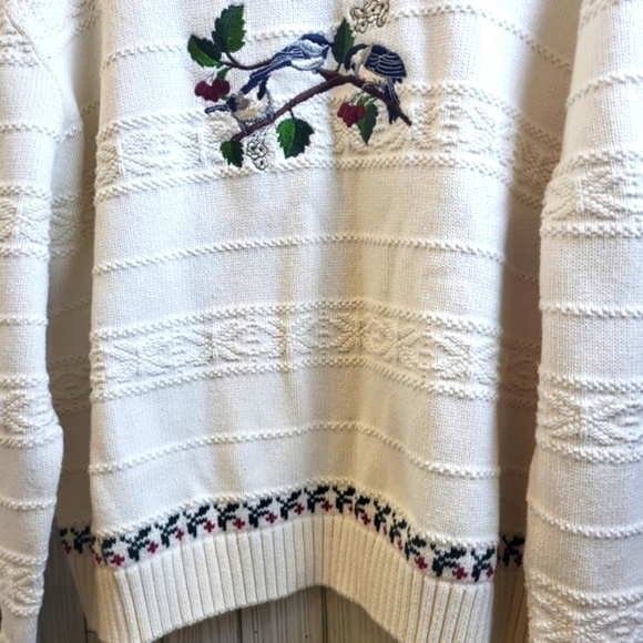 Cabelo's World, Designer Style Women's White Embroidery Sweater Size 2XL - Picture 8 of 8